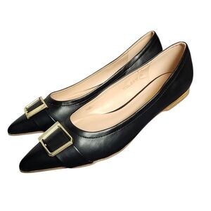 Dream Pairs Black Gold Flats Buckle 8.5M